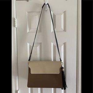 Vittoria Napoli Leather Tan Beige Classic Shoulder Bag Handbag Made In Italy